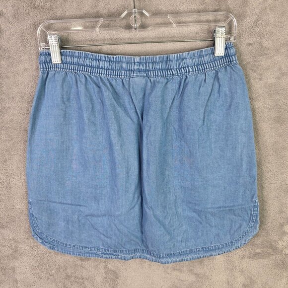 Womens Merona Blue 100% Lyocell Skirt Elastic Waist Drawstring w/ Pockets Size S - Picture 5 of 8